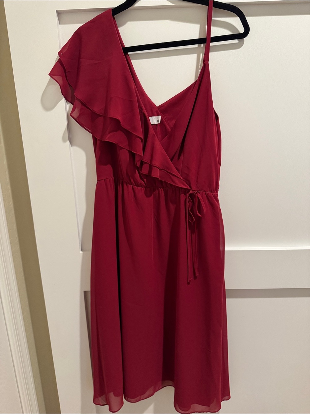 One-Shoulder Ruffle Wrap Dress